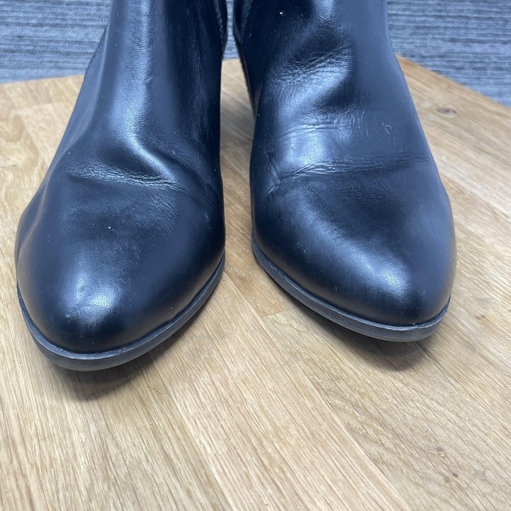 Frye Judith Boots Women‎ 8.5 Black Leather Double Zip Ankle Heel Booties Biker - Picture 8 of 16